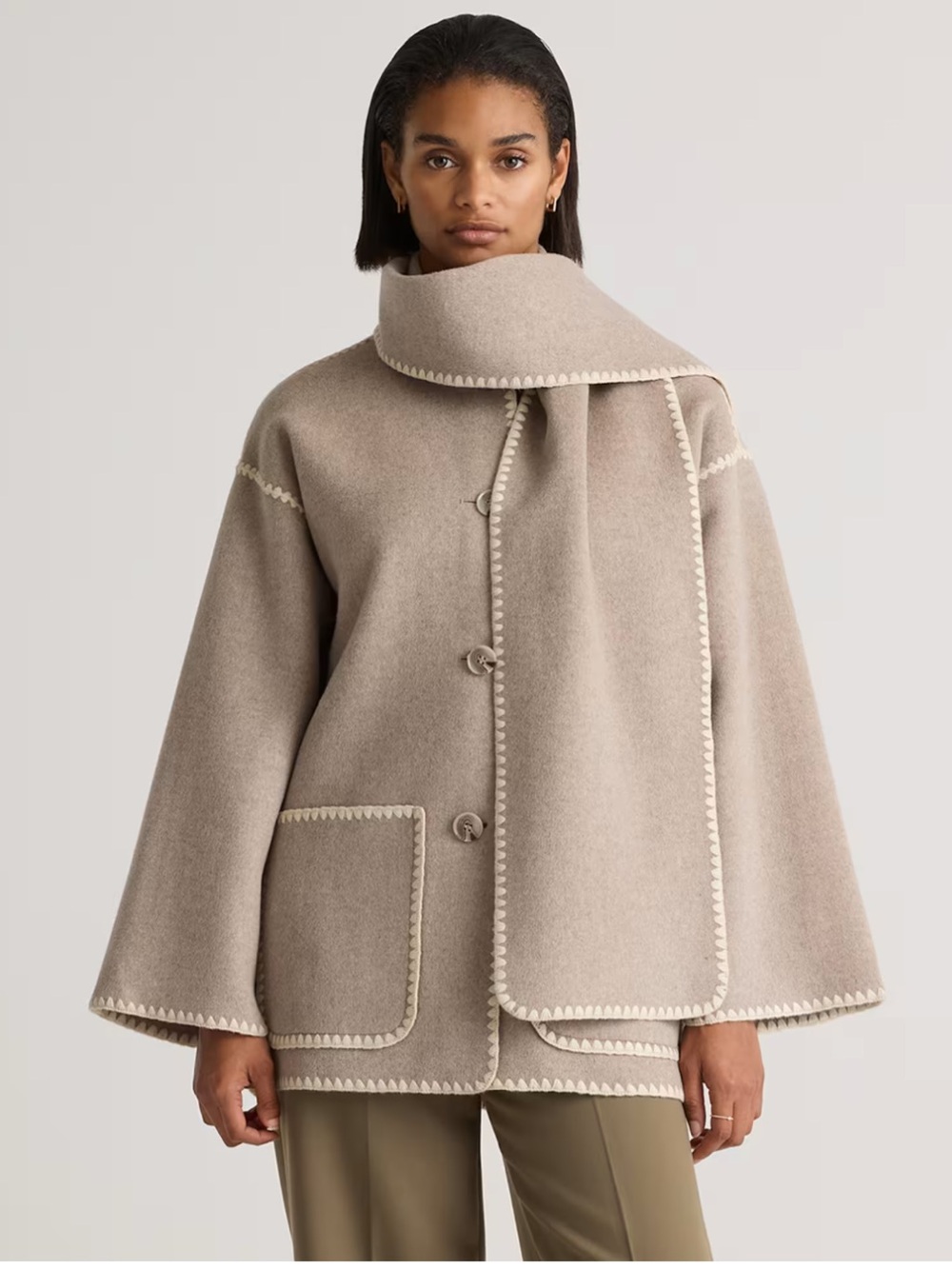 Quince Double-Faced Merino Wool Scarf Coat